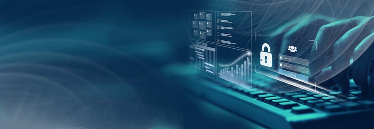 Padlock icon on tech code background